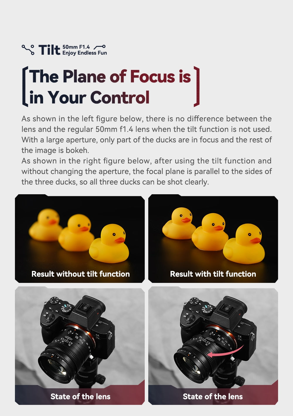 TTArtisan Tilt 50mm F/1.4 Full Frame Camera Lens for mirrorless camera - Sony E Fuji X Canon RF NIKON Z Leica Panasonic L