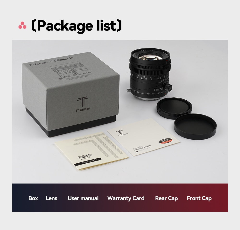 TTArtisan Tilt 50mm F/1.4 Full Frame Camera Lens for mirrorless camera - Sony E Fuji X Canon RF NIKON Z Leica Panasonic L