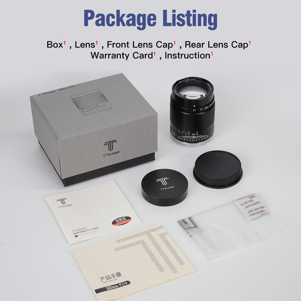 TTArtisan 50mm F/1.4 ASPH Full Frame Manual Lens for mirrorless camera - Sony E Leica L Canon R Nikon Z Mount