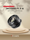 7artisans 35mm f/1.4 III Full Frame Manual Lens for Sony E Canon EOS R RF Nikon Z Leica Panasonic Sigma L mount mirrorless camera