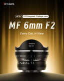7artisans 6mm f/2 manual fisheye lens for APS-C mirrorless camera - Fujifilm X Sony E OM-D Nikon Z Canon RF