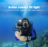 LUXCEO P4 diving LED light IP68 waterproof 30m for GoPro sports camera DJI drone DSLR mirrorless camera