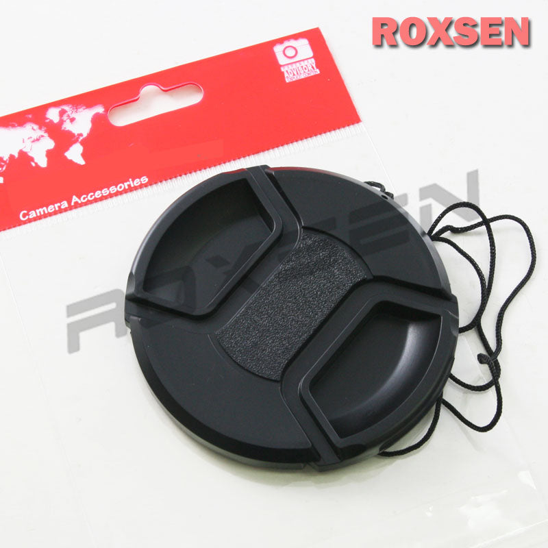 Plastic Snap-on Center Pinch Front Lens cap for Nikon Canon Sony Pentax Sigma DSLR SLR mirrorless lens with string